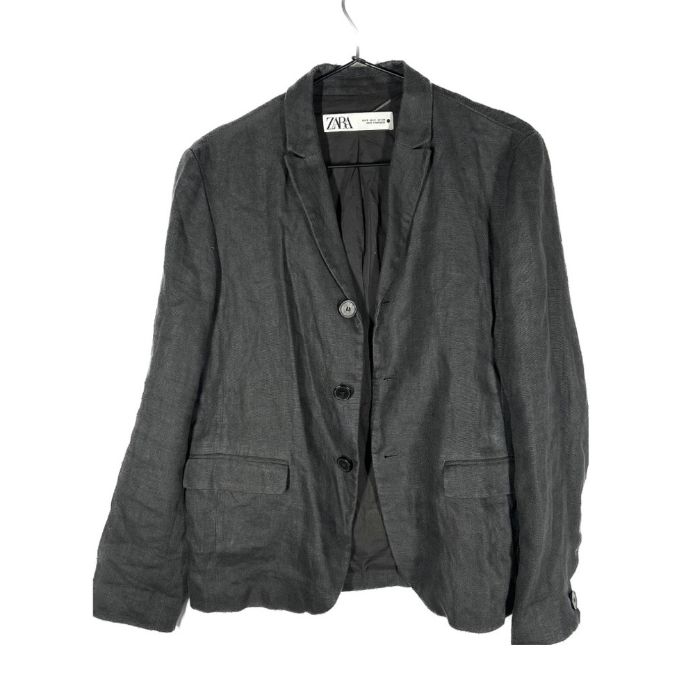 Zara Charcoal Gray Linen Blend Blazer